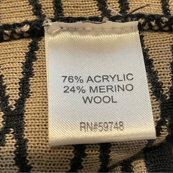 Gottardi Collection Tan/Black Merino Wool Blend Mid-Length Open Cardigan Size S - Picture 7 of 8
